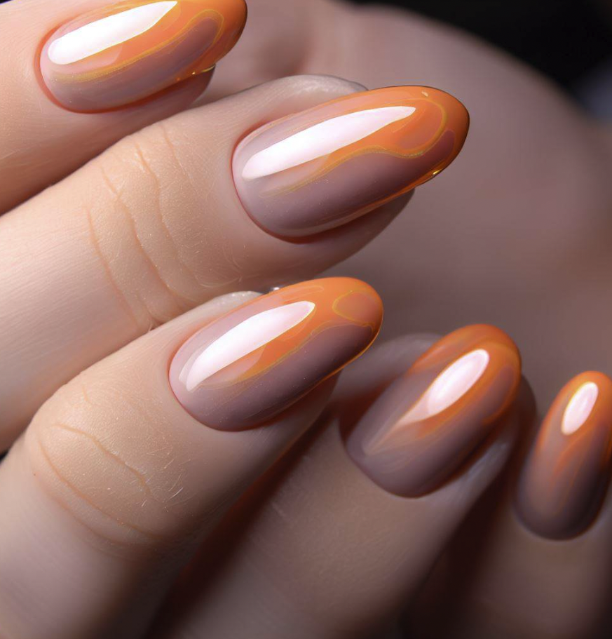 Orange Acrylic Nails