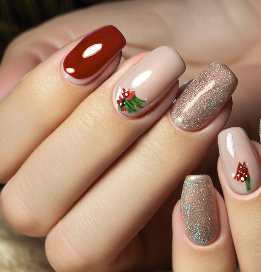 Simple Designs Christmas Nails